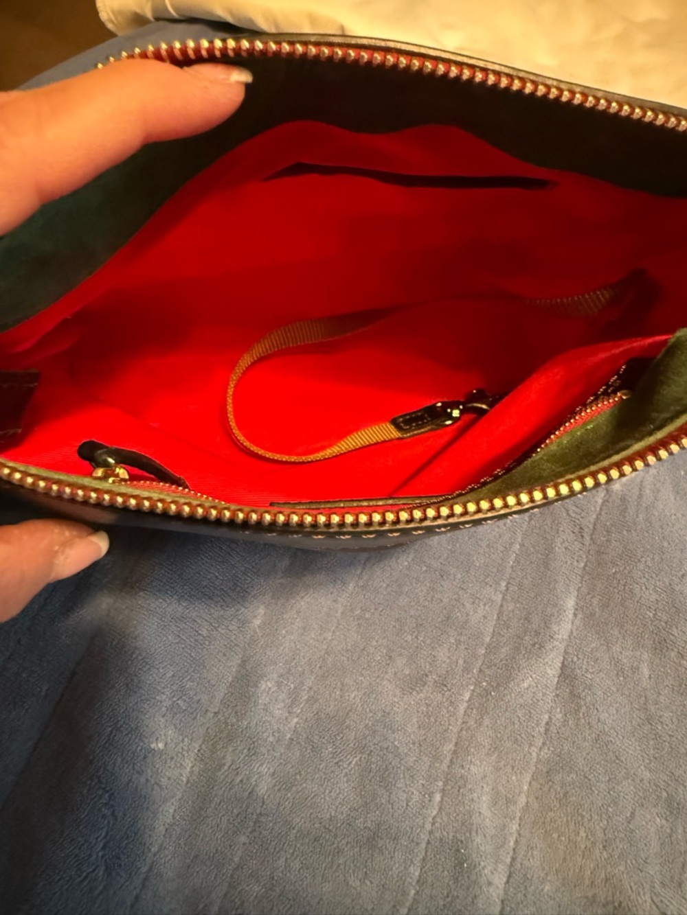 Dooney & Bourke Florentine Blackish brown Leather Crossbody with Red Zip Accent - Picture 6 of 6
